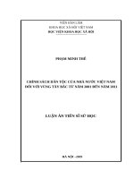 Chính sách dân tộc của nhà nước việt nam đối với vùng tây bắc từ năm 2001 đến năm 2011 
