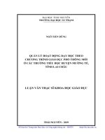 Quản lý hoạt động dạy học theo chương trình giáo dục phổ thông mới ở các trường tiểu học huyện Mường Tè, tỉnh Lai Châu (Luận văn thạc sĩ)
