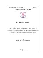 Phát hiện người lành mang gen bệnh và chẩn đoán trước làm tổ bệnh hemophilia A bằng kỹ thuật microsatellite DNA