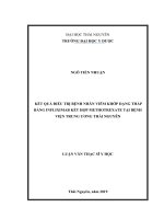 Kết quả điều trị bệnh nhân viêm khớp dạng thấp bằng infliximab kết hợp methotrexate tại Bệnh viện Trung ương Thái Nguyên (Luận văn thạc sĩ)