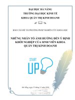 NHỮNG NHÂN TỐ ẢNH HƯỞNG ĐẾN Ý ĐỊNH KHỞI NGHIỆP CỦA SINH VIÊN KHOA QUẢN TRỊ KINH DOANH