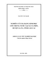 Luận Văn Giáo Dục Sư Phạm Nghiên cứu đa dạng sinh học côn trùng nước ở xã Tả Phìn, huyện Sa Pa, tỉnh Lào Cai