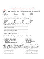 ĐỀ ôn học SINH GIỎI TIẾNG ANH 4 