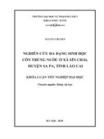 Luận Văn Giáo Dục Sư Phạm Nghiên cứu đa dạng sinh vật côn trùng nước ở xã Sín Chải, huyện Sa Pa, tỉnh Lào Cai