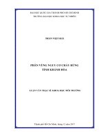 Luận văn thạc sĩ về đề tài: Phân vùng nguy cơ cháy rừng tỉnh Khánh Hòa sử dụng công nghệ GIS và viễn thám