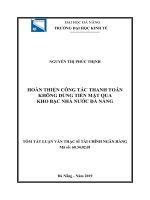 Hoàn thiện công tác thanh toán không dùng tiền mặt qua kho bạc nhà nước đà nẵng 