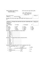 ĐỀ THI học SINH GIỎI TIẾNG ANH 5 HUYỆN XUÂN TRƯỜNG 