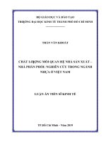 Chất lượng mối quan hệ nhà sản xuất – nhà phân phối  nghiên cứu trong ngành nhựa ở việt nam