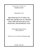 luận văn Biện pháp quản lý công tác kiểm tra nội bộ tại các trường THCS trên địa bàn quận Ngũ Hành Sơn, thành phố Đà Nẵng
