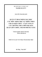 luận văn Quản lý hoạt động dạy học các môn khoa học tự nhiên theo chuẩn kiến thức và kỹ năng ở các trường THCS trên địa bàn quận Liên Chiểu, thành phố Đà Nẵng