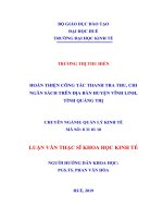 HOÀN THIỆN CÔNG tác THANH TRA THU, CHI NGÂN SÁCH TRÊN địa bàn HUYỆN VĨNH LINH, TỈNH QUẢNG TRỊ