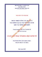 HOÀN THIỆN CÔNG tác QUẢN lý tài CHÍNH tại cục dự TRỮ NHÀ nước KHU vực BÌNH TRỊ THIÊN 