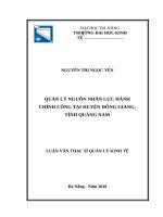 Quản lý nguồn nhân lực hành chính công tại huyện đông giang, tỉnh quảng nam 