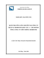 Quản trị vốn luân chuyển tại công ty dịch vụ mobifone khu vực 3 – chi nhánh tổng công ty viễn thông mobifone 
