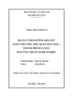 luận văn Quản lý bồi dưỡng đội ngũ giáo viên tiểu học quận Hải Châu thành phố Đà Nẵng đáp ứng chuẩn nghề nghiệp