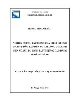 Nghiên cứu sự tác động của chất lượng dịch vụ đào tạo đến sự hài lòng của sinh viên ngành du lịch tại trường cao đẳng nghề đà nẵng 
