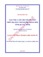 Tạo việc làm cho thanh niên trên địa bàn thành phố đồng hới, tỉnh quảng bình 