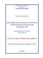 Hoàn thiện công tác quản lý ngân sách xã trên địa bàn huyện gio linh, tỉnh quảng trị 