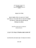 Hoàn thiện công tác quản lý thuế giá trị gia tăng đối với các doanh nghiệp tại chi cục thuế huyện bố trạch, tỉnh quảng bình 