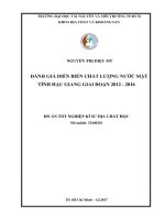 Đánh giá diễn biến chất lượng nước mặt tỉnh hậu giang giai đoạn 2012   2016 
