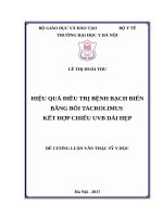 HIỆU QUẢ ĐIỀU TRỊ BỆNH BẠCH BIẾN BẰNG BÔI TACROLIMUS KẾT HỢP CHIẾU UVB DẢI HẸP