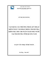 Vận dụng các phương pháp, kỹ thuật kiểm toán vào hoạt động thanh tra  kiểm tra thu chi ngân sách nhà nước tại thanh tra tỉnh quảng nam 