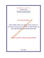 HOÀN THIỆN CÔNG tác QUẢN lý dự án đầu tư xây DỰNG tại BAN QUẢN lý dự án môi TRƯỜNG và BIẾN đổi KHÍ hậu THÀNH PHỐ ĐỒNG hới 