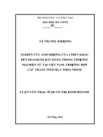 Nghiên cứu ảnh hưởng của chiết khấu dến doanh số bán hàng trong thương mại điện tử tại việt nam trường hợp các trang web mua theo nhóm 