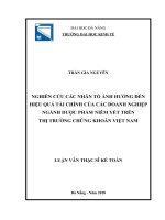 Nghiên cứu các nhân tố ảnh hưởng đến hiệu quả tài chính của các doanh nghiệp ngành dược phẩm niêm yết trên thị trường chứng khoán việt nam 