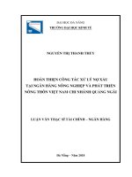 Hoàn thiện công tác xử lý nợ xấu tại ngân hàng nông nghiệp và phát triển nông thôn   chi nhánh quảng ngãi 