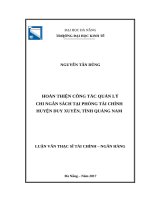 Hoàn thiện công tác quản lý chi ngân sách tại phòng tài chính huyện duy xuyên, tỉnh quảng nam 