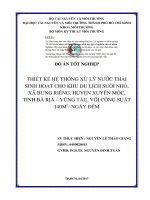 Thiết kế hệ thống XLNT sinh hoạt cho khu du lịch sinh thái suối nhỏ, bà rịa   vũng tàu 