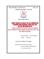 THỰC TRẠNG và NGUY cơ lây NHIỄM HIV ở NHÓM NAM NGHIỆN CHÍCH MA túy tại hà nội năm 2016 
