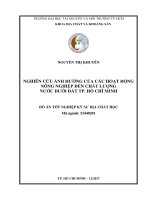 Nghiên cứu ảnh hƣởng của các hoạt động nông nghiệp đến chất lượng nước dưới đất thành phố hồ chí minh 