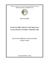 Đánh giá hiện trạng xâm nhập mặn tại ba huyện ven biển tỉnh bến tre 