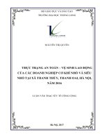 THỰC TRẠNG AN TOÀN – vệ SINH LAO ĐỘNG của các DOANH NGHIỆP cơ KHÍ NHỎ và SIÊU NHỎ tại xã THANH THÙY, THANH OAI, hà nội, năm 2016 