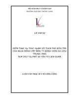 KIẾN THỨC và THỰC HÀNH về TUÂN THỦ điều TRỊ của NGƯỜI BỆNH vảy nến tại BỆNH VIỆN DA LIỄU TRUNG ƯƠNG năm 2017 và một số yếu tố LIÊN QUAN 