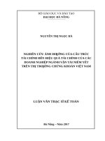 Nghiên cứu ảnh hưởng của cấu trúc tài chính đến hiệu quả tài chính của các doanh nghiệp ngành vận tải niêm yết trên thị trường chứng khoán việt nam 