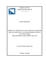 Nghiên cứu ảnh hưởng của quản trị vốn lưu động đến khả năng sinh lời của các doanh nghiệp ngành sản xuất nông nghiệp trên thị trường chứng khoán việt nam 