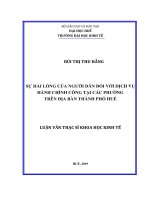 Sự hài lòng của người dân đối với dịch vụ hành chính công tại các phường trên địa bàn thành phố huế 