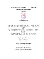 NGHIÊN cứu đột BIẾN ở một số VÙNG TRỌNG điểm và mức độ METHYL hóa GEN CDH1 ở BỆNH NHÂN UNG THƯ dạ dày LAN tỏa DI TRUYỀN 