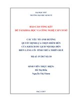 Các yếu tố ảnh hưởng quyết định lựa chọn điểm đến của khách du lịch nội địa đến biển lăng cô   tỉnh thừa thiên huế 