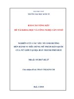 Nghiên cứu các yếu tố ảnh hưởng đến hành vi tiêu dùng mỹ phẩm hàn quốc của nữ giới tại địa bàn thành phố huế 