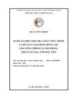 Đánh giá điều kiện địa chất công trình và đề xuất giải pháp móng cọc cho công trình cầu hộ phòng, thị xã giá rai, tỉnh bạc liêu 
