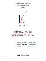 TIỂU LUẬN CUỐI kỳ môn tâm lý học xã hội 