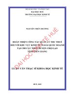 Hoàn thiện công tác quản lý thu thuế đối với khu vực kinh tế ngoài quốc doanh tại chi cục thuế huyện chợ gạo tỉnh tiền giang 