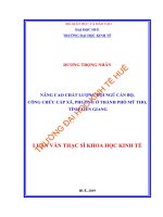 Nâng cao chất lượng đội ngũ cán bộ, công chức cấp xã, phường ở thành phố mỹ tho, tỉnh tiền giang 