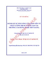 Đánh giá sự hài lòng của sinh viên về chất lượng dịch vụ đào tạo tại trường cao đẳng nghề tiền giang 