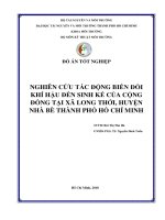 Nghiên cứu tác động biến đổi khí hậu đến sinh kế của cộng đồng tại xã long thới, huyện nhà bè thành phố hồ chí minh 