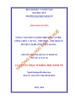 Nâng cao chất lượng đội ngũ cán bộ công chức cấp xã – phường – thị trấn ở huyện cái bè, tỉnh tiền giang 